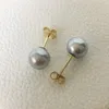 Серьги с высокой блестящей природой Akoya Pearl Sergring Real 14k Золотая заполненная шпилька 7 мм морская соль