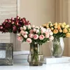 Fleurs décoratives Vintage Brûlées Bouquets Rose Bouquets artificiels Scorched Weddings Home Decorations Po Props Arrangement Ornement