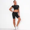 Actieve sets 2 stuks dames sportpak gymset crop top naadloze shorts push-ups workout hardloopkleding dragen atletische sportsuit yoga