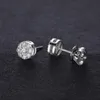 Round Diamond Ear Studs Earring Pass Test Stud örhängen för Women Man Sterling Silver Jewelry Gift 231225