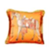 45*45 cm Oranje Serie Kussenhoezen Paarden Bloemen Print Kussensloop Cover voor Thuis Stoel Bank Decoratie Vierkant kwastje Kussenslopen