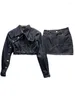 Рабочие платья, винтажный джинсовый комплект из двух предметов для женщин, куртка на пуговицах с длинными рукавами и лацканами, одна мини-юбка, осень 2023, женский 11XX5434