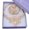 NEW African Beads Jewelry Set Gold Color Clear Austrian Crystal Women Wedding Necklace Bracelet Earring Ring 201222248q