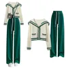 Women's Sweters kołnierz żeglarz dwupoziomowy zestaw dla kobiet z dzianiny z drewnianymi spodniami z długim rękawem koreański strój dresowy 2023 Kitus jesienny garnitur