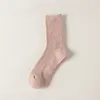 Kadın SOCKS 1 Çift Pamuk Çok Düz Renkler Sokken Konfor Orta Tüp Çorap Elastik Slip Sonbahar Yumuşak Sokkens Chaussette