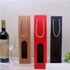 Present Wrap Kraft Paper Single Wine Bags Red Handle Packing Presentväska med Window Christmas Party Favor ZA5005 Drop Delivery Home Garden Dhaym