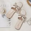 Slippers Bow Women Flats Shoes 2024 Summer Open Toe Sandals Fashion Designer Slingback Flip Flops Beach Femme Slides