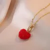 Pendant Necklaces Trendy Romantic Zircon Candy Color 3d Love Heart For Women Girls Fashion Accessories Jewelry Gifts