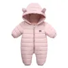 Baby Jongen Herfst Winter Romper Jas Cartoon Bunny Oren Dikker Warm geboren Jongen Snowsuit 0-2 Jaar Baby meisje Jumpsuit Outfit 231227