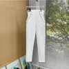 Nero Bianco 2 colori elasticizzati da donna Street European Pantaloni a matita tutti abbinati Pantaloni skinny in vita di qualità 231228