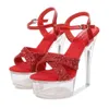 Kvinnors sommarsandaler Kvinna Modell T Station Catwalk Ladies Sexiga PVC Transparenta skor 14 cm tunna höga klackar Plattform Sandal B0097 231227