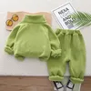 Polar Fleece kinderpak met rits Ontwerp trainingspak voor jongen en meisje Babykleding Herfst Winter Sweatshirt Jas Broek Sportkleding 231227