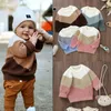 Baby Girls Boys Knit Sweaters Winter Fall Kids Clothes Cute Long Sleeve Contrast Color Casual Pullover Tops Toddler Knitwear 231228