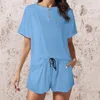 Женская одежда для сна 2023 Лето свободные пижам набор женщин для печати домашние костюмы с коротким рукавом одежда для пижа