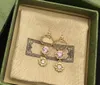 Diamond Flower Charm Earrings Double Letter Crystal Earring Designer Pendant Studs Eardrop With Stamps Gift Box