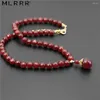 Hänghalsband vintage klassiska naturliga stenar smycken handgjorda ädla djupa röda rubiner med charms pärlhalsband