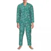 Men's Sleepwear Green Paisley Pajamas Men Vintage Print Cute Soft Room Nightwear Autumn 2 Pieces Aesthetic Oversized Pattern Pajama Sets