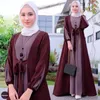 Etniska kläder 2024 Modest Abayas Casual Women Muslim Long Sleeve Maxi klänningar Ramadan Kaftan Islamiska Dubai Arab Robe Eid Party Jalabiya