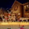 3PCS Handmake Iron Art Elk Deer Christmas Garden Decor LED Light Glowing Glitter Reindeer Xmas Home Outdoor Ornament 231227