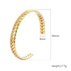 Bangle Vintage Stainless Steel Woven Chain Wheat Open For Women Gold-Plated Circle Bracelets Waterproof Jewelry