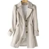 Women's Trench Coats Length Coat Soft Touch Lapel Puff Sleeve Overcoat For Women Formal Daily Party Ball