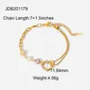 Charme pulseiras 18k banhado a ouro colorido pérola pulseira presente de aço inoxidável corrente de contas coração para mulheres