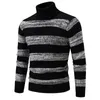 Suéteres masculinos novos outono e inverno casual quente pescoço suéter malha pulôver tops roupas masculinas contraste torcido em torno do pescoçoLF231114L231213