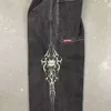 Streetwear JNCO Y2K Haruku Hip Hop rétro graphique brodé Baggy jean pantalon noir hommes Punk Rock gothique pantalon large