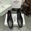 BERLUTI Men's Dress Shoes Leather Oxfords Shoes Berlut New Men's Calf Leather Brush Color British Handsome Oxford Shoes Fashion Business Dress Leather Shoes HB9B