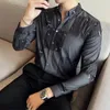 Men's Casual Shirts Autumn Fashion Long Sleeve Print For Men Clothing 2023 Business Slim Fit Club/Prom Tuxedo Camisas De Hombre