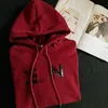 Fashion Designer Hoodie of the Year Great Wine Red Beled Ramoidery and Fleece Pepper per donne