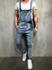 Män staplade rippade stretch bomulls overaller jeans klassisk design denim casual medium stil jumpsuit för alla säsonger byxor 231227