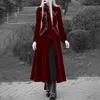 Women's Trench Coats Women Long Sleeve Velvet Tailcoat Jacket Vintage Gothic Dress Autumn Vampire Outerwear Medieval Cosplay Costume