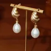 Hoop Earrings Ventfille 925 Sterling Silver Spiral Texture Pearl Earring For Women Girl Gift Engagement Versatile Vintage Jewelry Drop