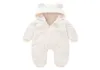 Infant Newborn Baby Clothes Faux Fur Coat Rompers For Girls Boys Bear Winter Warm Thick Snowsuit Hooded Thickened Coat Jumpsuit 201675799