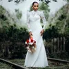 Illusion Trumpet Wedding Dress para Noiva Elegante Mangas Compridas Alta Neck Lace Vestidos de Noiva para Africano Árabe Mulheres Negras Menina Casamento Custom Made D089