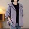 Women's Trench Coats Jacket 2023 Spring Autumn Hooded Loose Casual Female Windbreaker Korean Version Long Sleeved Ladies Coat