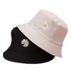 Chapeau de pêcheur marguerite brodé Double face pour femmes, chapeau seau polyvalent et décontracté de Protection solaire, printemps et été