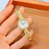 Armbandsur högkvalitativt mässing Band Women's Watch Quartz Vintage Luxury Antique Crystal 24K Gold Medieval Style