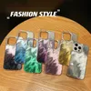 Luxury Dazzling Color Stamping Foxtail Phone Case For iPhone 11 12 13 14 15 Pro Max Fashion Gradual Color Shockproof IMD Cover 100pcs