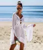 Ny sexig täckning bikini kvinnor baddräkt täcker strand baddräkt slitage stickkläder mesh strandklänning tunic7297394