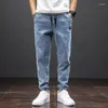 Jeans pour hommes Summer Slim Cordon Japon Harajuku Streetwear Denim Harlem Casual Joggers Sept Pantalons