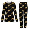 Women's Sleepwear Gold Tiger Pajamas Animal Print Cute Pajama Sets Female Long Sleeves Leisure Home Suit Big Size 4XL 5XL