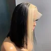 Hot Quality Peruvian Indian Brazilian Highlight Color 613 Black 100% Raw Virgin Remy Human Hair Silky Straight 13x4 Transparent Lace Frontal Bob Wig