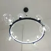 Modern Aluminum Ring Pendant Lamp Glass Bubble Ball Suspension Light Hotel Hall Living Dining Bedroom Hanging Ceiling Chandelier