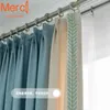 Curtain Modern Blue Curtains for Living Dining Room Bedroom Chenille Lace Stitching Thickening High Shading Window Drape Custom Size 231227