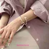 High quality Edition Bracelet Light Luxury Tifannissm S925 Full body Pure Silver T shaped Smooth Face with Plain Opening Simple Instagram With Original Box 8JX9