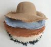 Handknitted solid color sun big hat bristle side breathable straw hat ladies summer sunscreen beach hat foldable8767422