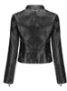 In Women Sring Autumn Black Faux Leather Jackets Zipper Rivet Short Basic Coat Fashion Slim Female Motor Biker Pu Jacket 231228