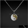 Pendant Necklaces Yinyang Color Changing Temperature Sensing Necklace Coin Pendant Mood Necklaces Women Children Fashion Jew Dhgarden Dhbwf